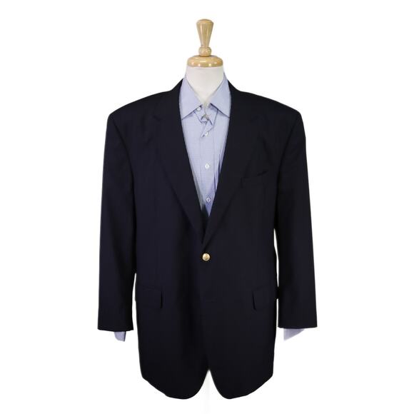 Jos A Bank Blazer Navy Blue Gold Button Jacket 48R - Picture 1 of 8